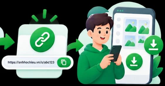 Người nhận mở link để xem và tải ảnh