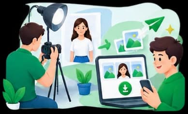 Studio chụp và gửi ảnh cho khách hàng