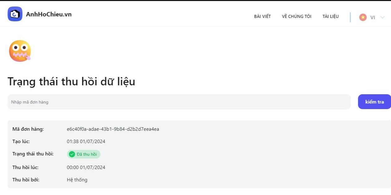 Thu hồi dữ liệu sau khi làm xong ảnh hộ chiếu