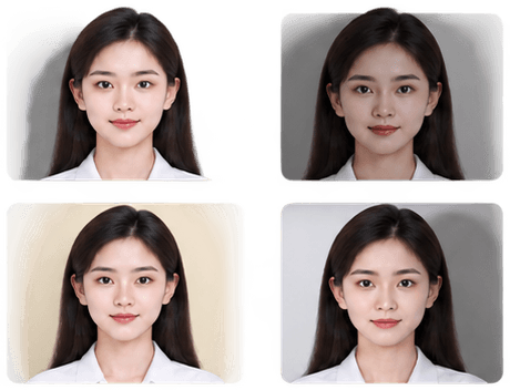 Bốn ví dụ phông nền chân dung khi ánh sáng và màu nền thay đổi