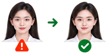 Ví dụ so sánh vị trí khuôn mặt trước và sau khi căn khung