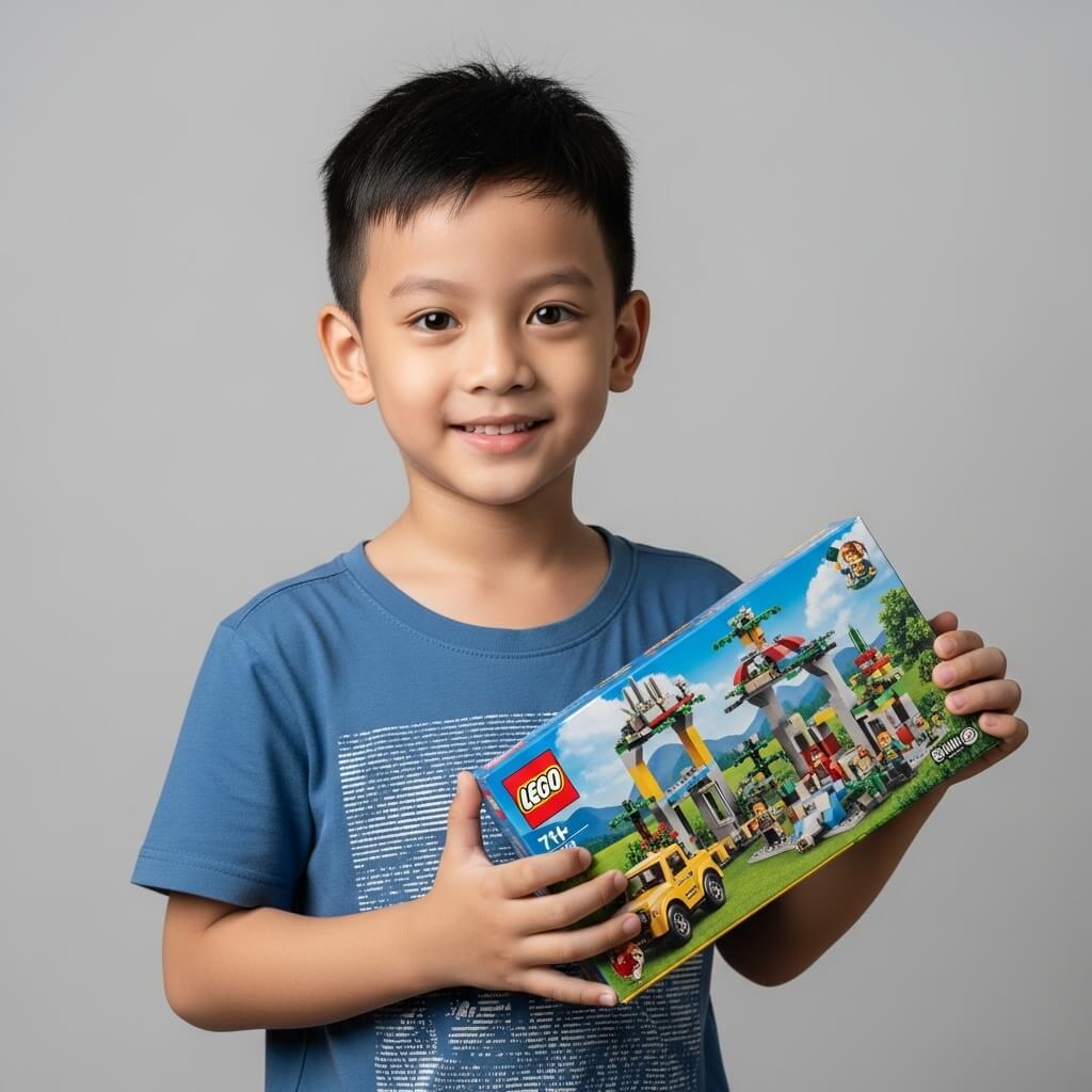 Ảnh hộ chiếu trẻ em không hợp lệ - Trẻ cầm đồ chơi trong ảnh